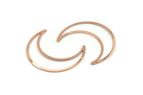 Rose Gold Moon Charm, 2 Rose Gold Plated Brass Crescent Moon Charms, Connectors (50x15x1mm) D0598 Q0995
