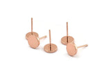 Rose Gold Round Earring, 6 Rose Gold Plated Brass Round Stud Earrings (8mm) D1461