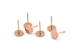 Rose Gold Round Earring, 6 Rose Gold Plated Brass Round Stud Earrings (8mm) D1461
