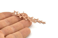 Rose Gold Star Earring, 2 Rose Gold Plated Brass Star Stud Earrings (45x14x0.80mm) D1530 A1399