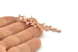 Rose Gold Star Earring, 2 Rose Gold Plated Brass Star Stud Earrings (45x14x0.80mm) D1530 A1399