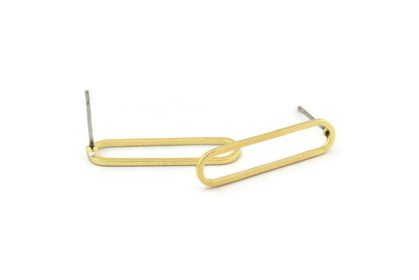 Brass Oval Earring, 12 Raw Brass Oval Stud Earrings (25x6x1mm) BS 1735 A1770