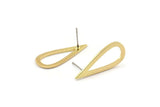 Brass Drop Earring, 6 Raw Brass Drop Stud Earrings (27x12x1mm) D0587 A1842