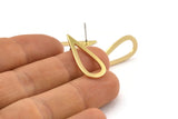 Brass Drop Earring, 6 Raw Brass Drop Stud Earrings (27x12x1mm) D0587 A1842