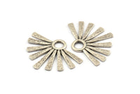 Silver Sun Pendant, Hammered Antique Silver Plated Brass Sun Pendant With 1 Loop (44x31x2mm) BS 1924