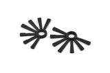 Black Sun Pendant, 2 Textured Oxidized Black Brass Pendants With 1 Loop (34x24x2.2mm) E208