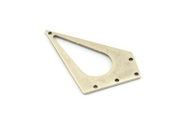 Silver Diamond Charm, 4 Antique Silver Plated Brass Rhombus Charms With 5 Holes, Pendants, Earrings, Findings (41x23x1mm) D0819
