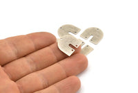 Silver Geometric Charm, 12 Textured Antique Silver Plated Brass U Shaped Charms With 3 Holes (16x17x0.50mm) D0586