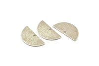 Silver Semi Circle, 8 Textured Silver Tone Brass Half Moon Charms With 1 Hole, Pendants (21x10.5x0.80mm) D0596 H0782