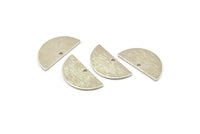 Silver Semi Circle, 8 Textured Silver Tone Brass Half Moon Charms With 1 Hole, Pendants (21x10.5x0.80mm) D0596 H0782