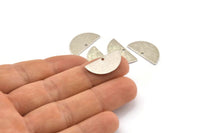 Silver Semi Circle, 8 Textured Silver Tone Brass Half Moon Charms With 1 Hole, Pendants (21x10.5x0.80mm) D0596 H0782