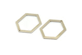 Silver Hexagon Charm, 4 Silver Tone Hexagon Charms With 1 Hole, Pendants, Findings (33x24.5x1mm) E074 H1215