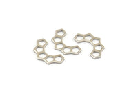 Silver Honeycomb Charm, 24 Silver Tone Brass Black Semi Honeycomb Charms (17x9.5x5x0.8mm) E049