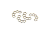 Silver Honeycomb Charm, 24 Silver Tone Brass Black Semi Honeycomb Charms (17x9.5x5x0.8mm) E049