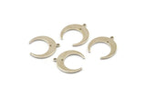 Silver Moon Charm, 12 Silver Tone Brass Crescent Moon Charms With 1 Hole And 1 Loop (18x19x7x1mm) E146