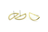 Brass Moon Earring, 10 Raw Brass Semi Circle Stud Earrings (10x23x1mm) A1701 A1840