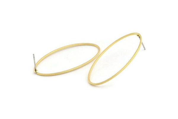 Brass Oval Earring, 10 Raw Brass Oval Stud Earrings (40x20x0.80mm) BS 2334 A1769