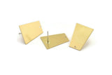 Brass Trapezoid Earring, 6 Raw Brass Trapezoid Stud Earrings With 1 Hole (22x17x11x0.60mm) D1026 A1830