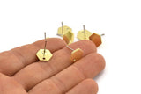 Brass Hexagon Earring, 10 Raw Brass Hexagon Stud Earrings With 1 Hole (10x0.8mm) E173 A1776
