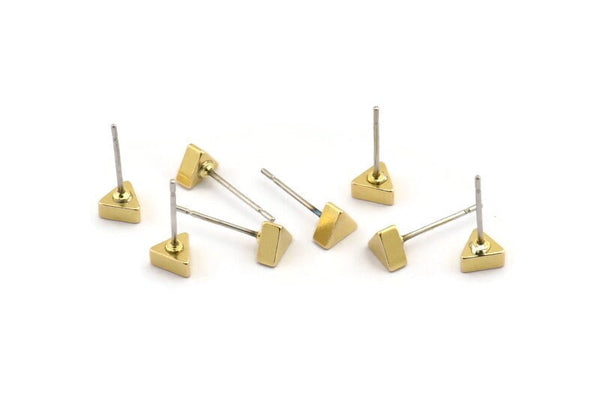 Brass Triangle Earring, 10 Raw Brass Triangle Stud Earrings (5.2x2.5mm) D0100 A0980
