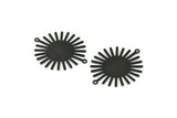 Black Sun Charm, 6 Oxidized Black Brass Sunshine Pendants With 2 Loops, Connectors, Findings (36x30x0.50mm) A1518 H0564