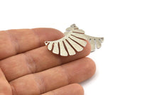 Silver Fringed Pendant, 4 Textured Silver Tone Brass Fringed Charms With 2 Holes, Findings (30x17x0.80mm) D1540