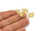 Brass Sun Charm, 50 Raw Brass Sun Connectors With 2 Loops, Findings (19x15x0.80mm) M01304