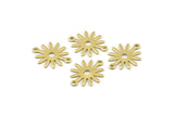 Brass Sun Charm, 50 Raw Brass Sun Connectors With 2 Loops, Findings (19x15x0.80mm) M01306