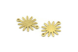 Brass Sun Charm, 24 Textured Raw Brass Sun Connectors With 2 Loops, Findings (19x15x0.80mm) M01303