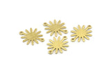 Brass Sun Charm, 24 Textured Raw Brass Sun Connectors With 2 Loops, Findings (19x15x0.80mm) M01303