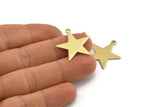 Brass Star Charm, 12 Textured Raw Brass Star Charms With 1 Hole (24x0.80mm) A1895