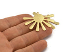 Brass Sun Charm, 8 Textured Raw Brass Sun Pendants With 1 Loop, Findings (44x32x0.80mm) A1878