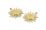 Brass Sun Charm, 2 Raw Brass Sun Charms With 1 Loop, Findings (29x2mm) N1516