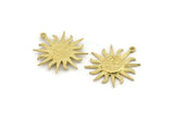 Brass Sun Charm, 2 Raw Brass Sun Charms With 1 Loop, Findings (29x2mm) N1516