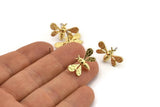 Brass Bee Earring, 4 Raw Brass Bee Stud Earrings (21x12mm) N1515