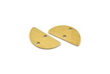 Semi Circle Charm, 24 Textured Raw Brass Half Moon Charms With 2 Holes (20x10x0.80mm) A1908