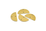 Semi Circle Charm, 24 Textured Raw Brass Half Moon Charms With 2 Holes (20x10x0.80mm) A1908