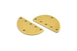 Semi Circle Charm, 12 Textured Raw Brass Half Moon Charms With 6 Holes (25x13x0.80mm) A1903
