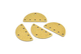 Semi Circle Charm, 12 Textured Raw Brass Half Moon Charms With 6 Holes (25x13x0.80mm) A1903