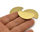 Semi Circle Charm, 4 Textured Raw Brass Half Moon Charms With 2 Holes (40x20x0.80mm) A1907