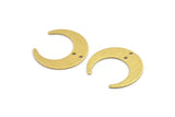 Brass Moon Charm, 12 Textured Raw Brass Crescent Moon Charms With 2 Holes (25x23x0.80mm) A1857