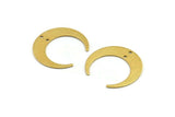 Brass Moon Charm, 10 Textured Raw Brass Crescent Moon Charms With 2 Holes (30x28x0.80mm) A1854
