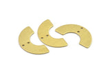 Brass Geometric Charm, 12 Textured Raw Brass Semi Circle Pendants With 2 Holes (30x15x8x0.80mm) A1892