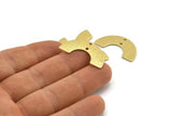 Brass Geometric Charm, 12 Textured Raw Brass Semi Circle Pendants With 2 Holes (30x15x8x0.80mm) A1892