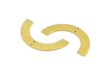 Brass Geometric Charm, 6 Textured Raw Brass Semi Circle Pendants With 2 Holes (50x8x0.80mm) A1887