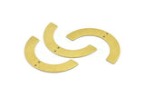Brass Geometric Charm, 6 Textured Raw Brass Semi Circle Pendants With 2 Holes (50x8x0.80mm) A1887