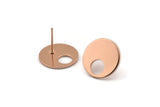 Rose Gold Round Earring, 4 Rose Gold Plated Brass Hoop Stud Earrings (16x1mm) D1076 A1311 Q1007