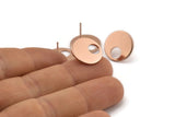 Rose Gold Round Earring, 4 Rose Gold Plated Brass Hoop Stud Earrings (16x1mm) D1076 A1311 Q1007