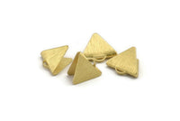 Ribbon End Claps, 50 Textured Raw Brass Triangle Ribbon Crimp Ends With 1 Loop, Jewelry Findings (15x13mm) A1861
