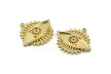 Gold Eye Charm, Gold Plated Brass Eye Charms With 1 Loop, Pendants - Pad Size 2mm (27x25x2mm) N1454